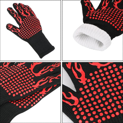 Non-slip Fireproof Microwave Oven Gloves Extreme Heat Resistant Oven Mitts 300-500 Centigrade Flame Retardant BBQ Fire Gloves