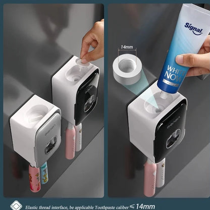 Automatic Tooth Paste Dispenser and Tooth Brush Holder