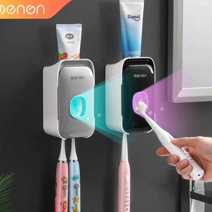 Automatic Tooth Paste Dispenser and Tooth Brush Holder