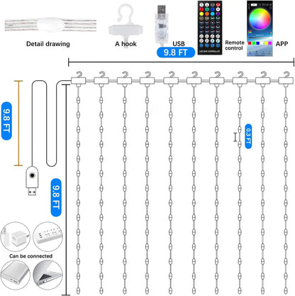 Bluetooth Curtain LED String Lights