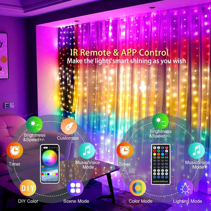 Bluetooth Curtain LED String Lights